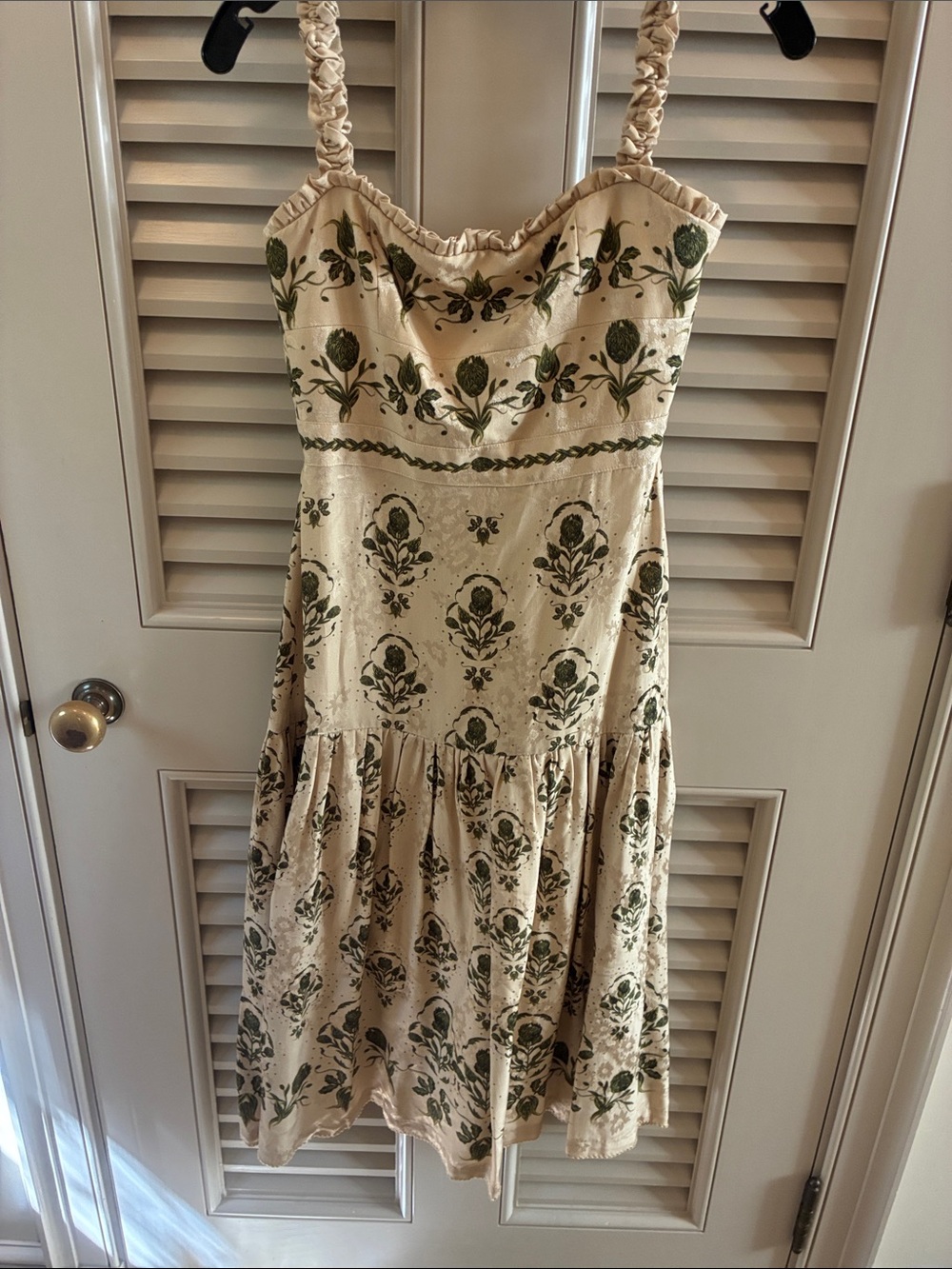 AGUA Aguabendita Women's Cream Floral Sundress with Green Print